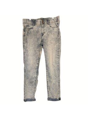 Stone Washed Ankle Jeans Rolls Cuff Zipper Button Closure Size 9
